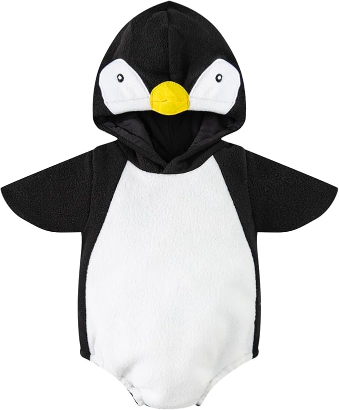 Disfraz de Pingüino para Bebé con Mameluco, Capucha y Zapatos