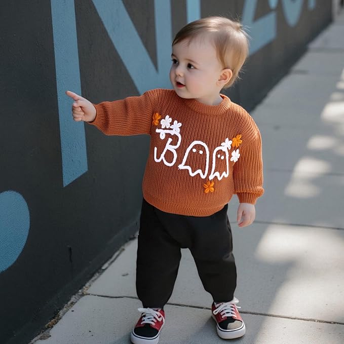 Suéter Tejido “BOO” de Halloween para Bebé