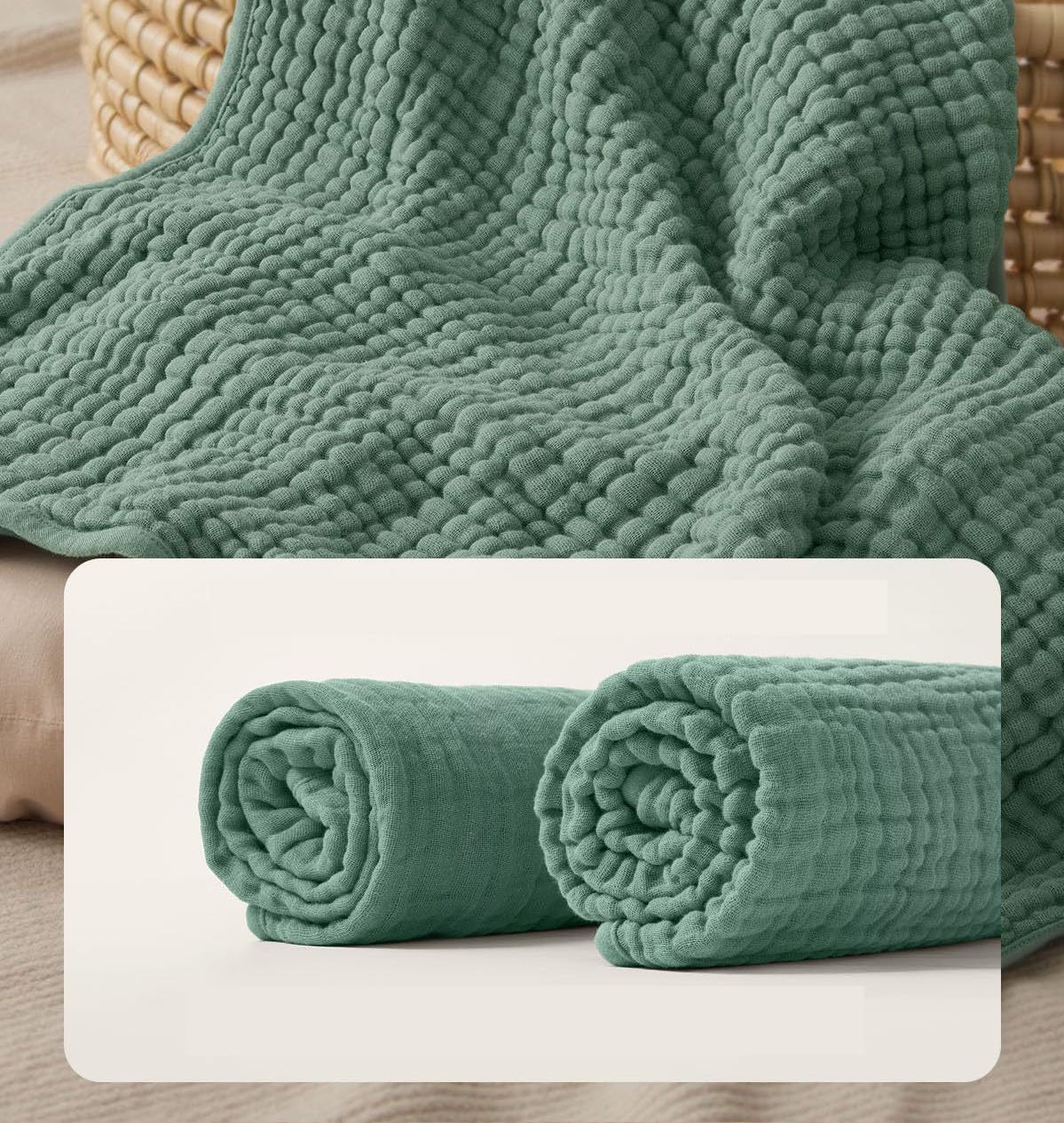 Toalla de Muselina con Capucha para Bebé Set x2- 100% Algodón
