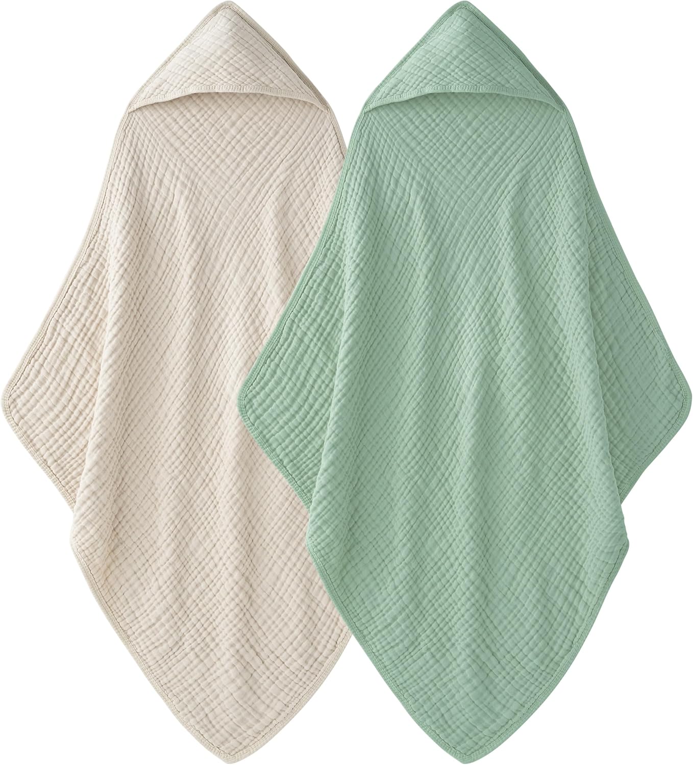 Set de 2 Toallas de Bebé con Capucha – 100% Muselina de Algodón