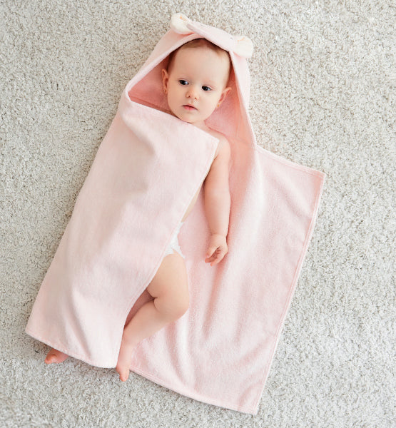 Paquete de 2 Toallas de Bebé Niña con Capucha 100% Algodón