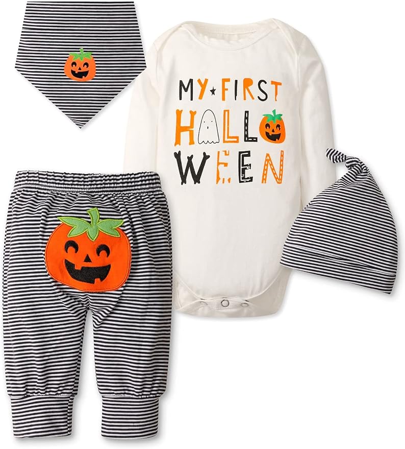 Set Mameluco + Pantalón + Gorro + Pañoleta Halloween