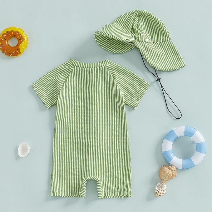 Vestido de Baño Seersucker con Gorro (Cierre)