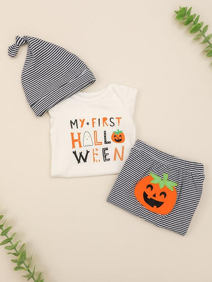 Set Mameluco + Pantalón + Gorro + Pañoleta Halloween