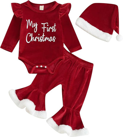 Conjunto “My 1st Christmas” de 3 Piezas para Bebé Niña