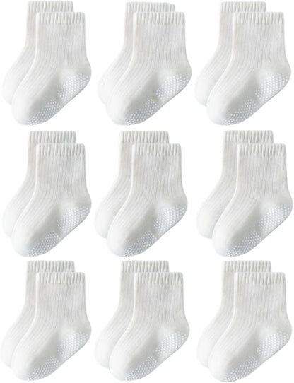 Set x9 medias antideslizantes blancas