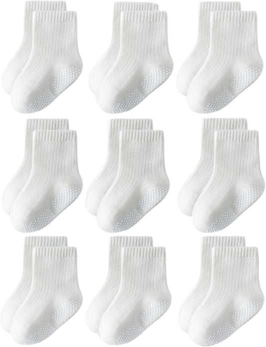 Set x9 medias antideslizantes blancas
