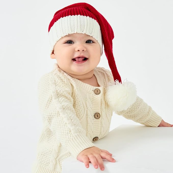 Sombrero Tejido de Navidad Largo para Bebé