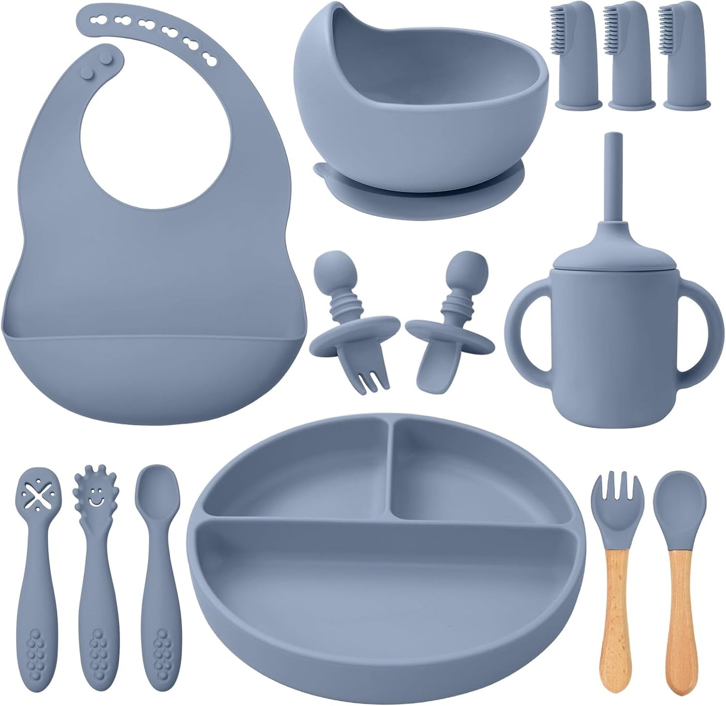Juego de Alimentación de Silicona para Bebé – Set x14
