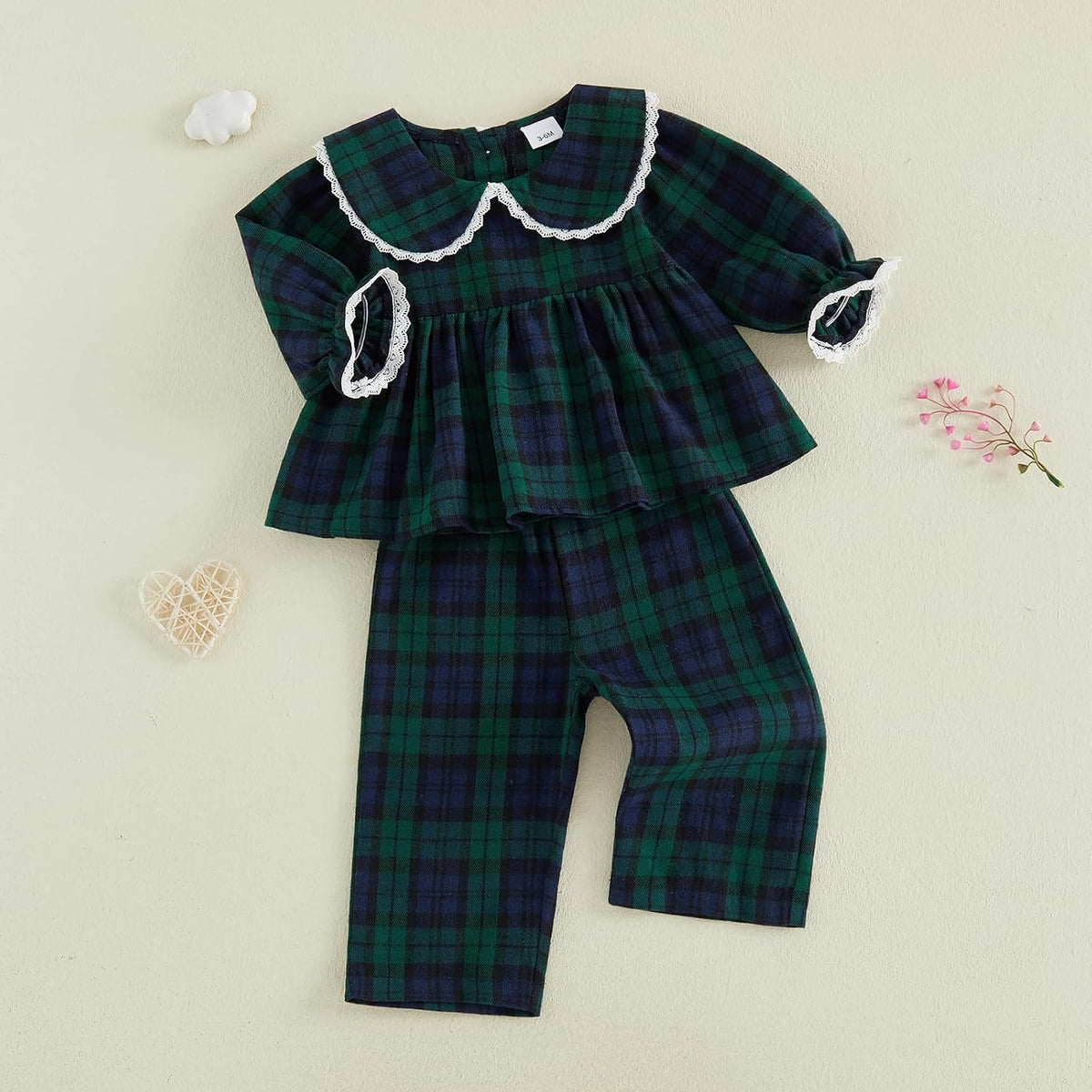 Set Blusa & Pantalón Violeta - Cuadros Verdes