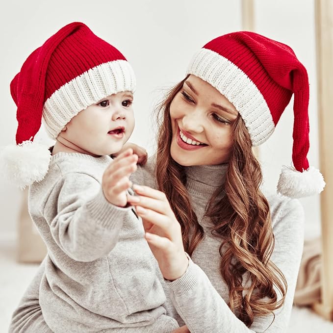 Gorro de Navidad Tejido para Bebés y Adultos