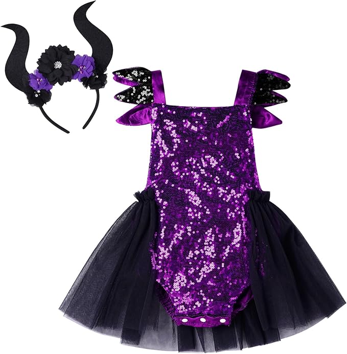 Disfraz de Maléfica para Bebé Niña – Vestido Tutú y Diadema