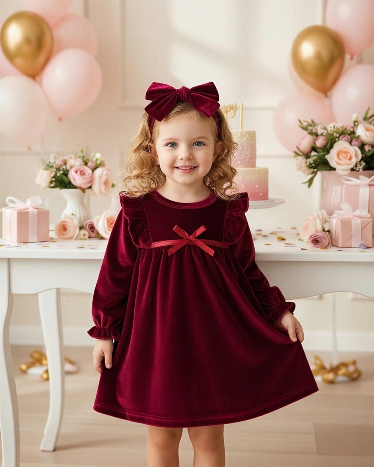 Vestido Wendy con Diadema - Vino Tinto