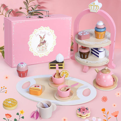 Set de Té en Madera Rosa
