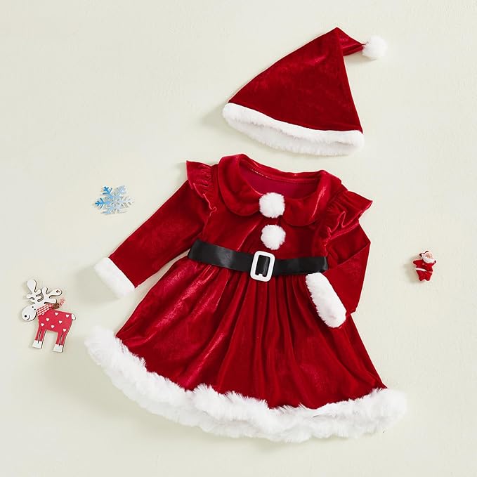 Traje Vestido de Navidad de Mamá Noel con Gorro