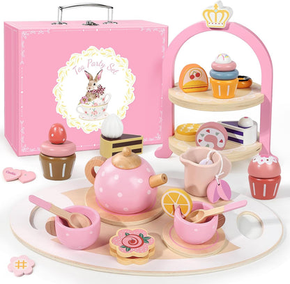 Set de Té en Madera Rosa