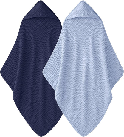 Set de 2 Toallas de Bebé con Capucha – 100% Muselina de Algodón