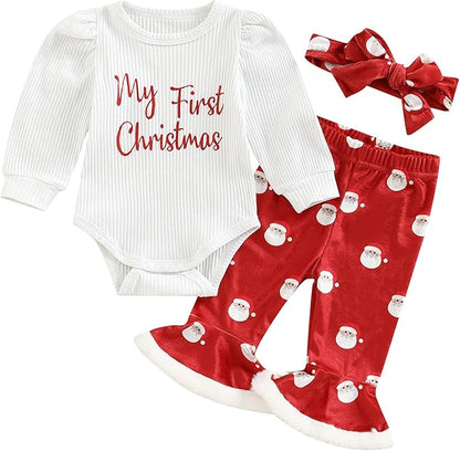 Conjunto “My 1st Christmas” de 3 Piezas para Bebé Niña