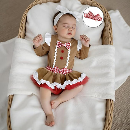 Set Vestido Galleta de Jengibre de Navidad para Bebé