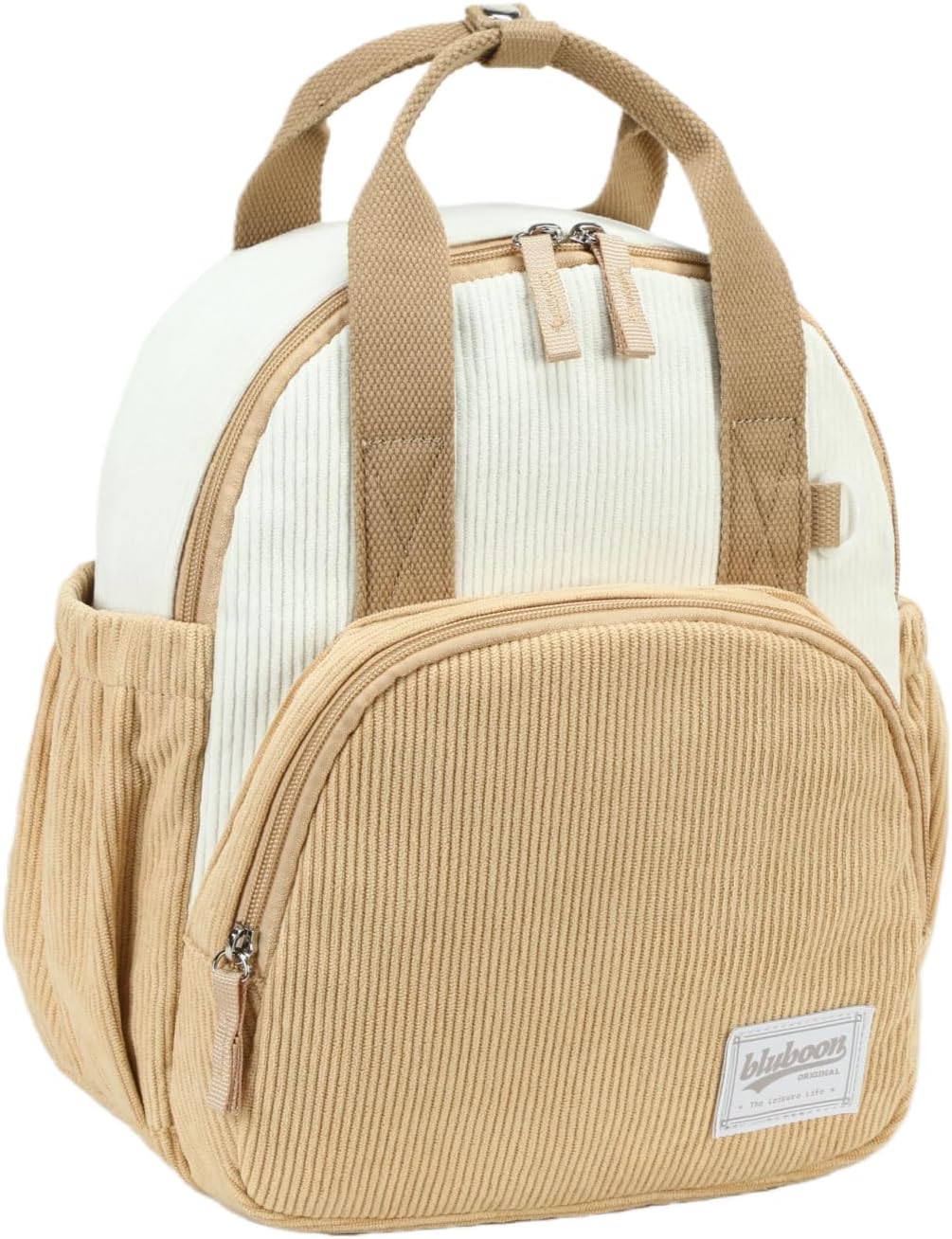 Morral en pana bicolor beige