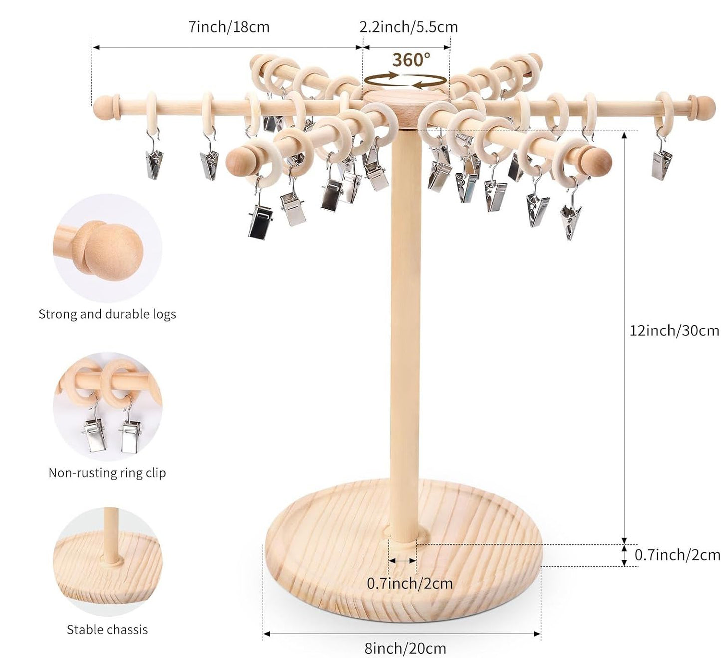 Organizador de Diademas Giratorio de Madera