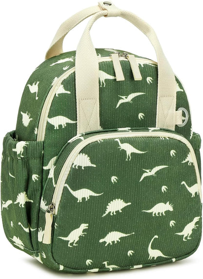 Morral en pana dinosaurios verde