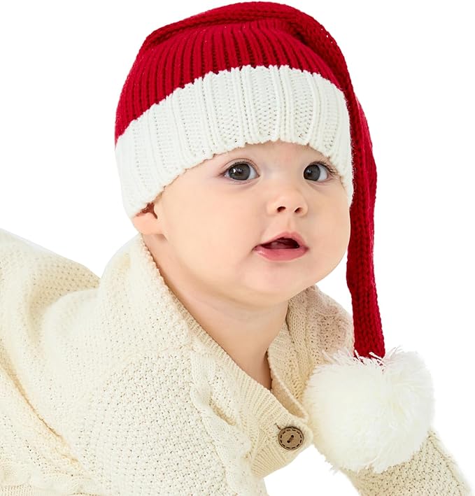 Sombrero Tejido de Navidad Largo para Bebé