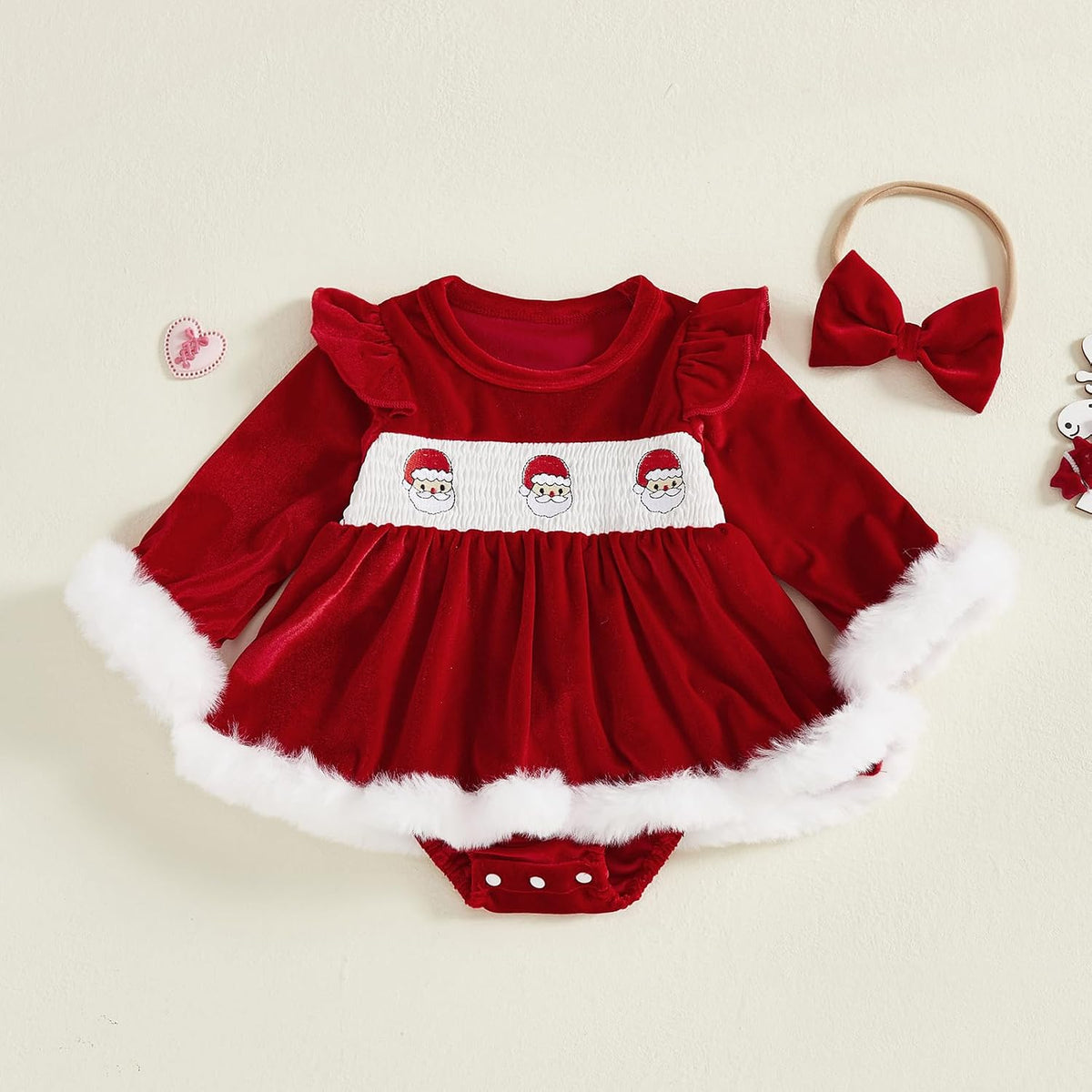 Mameluco Vestido Ximena de Terciopelo - Rojo