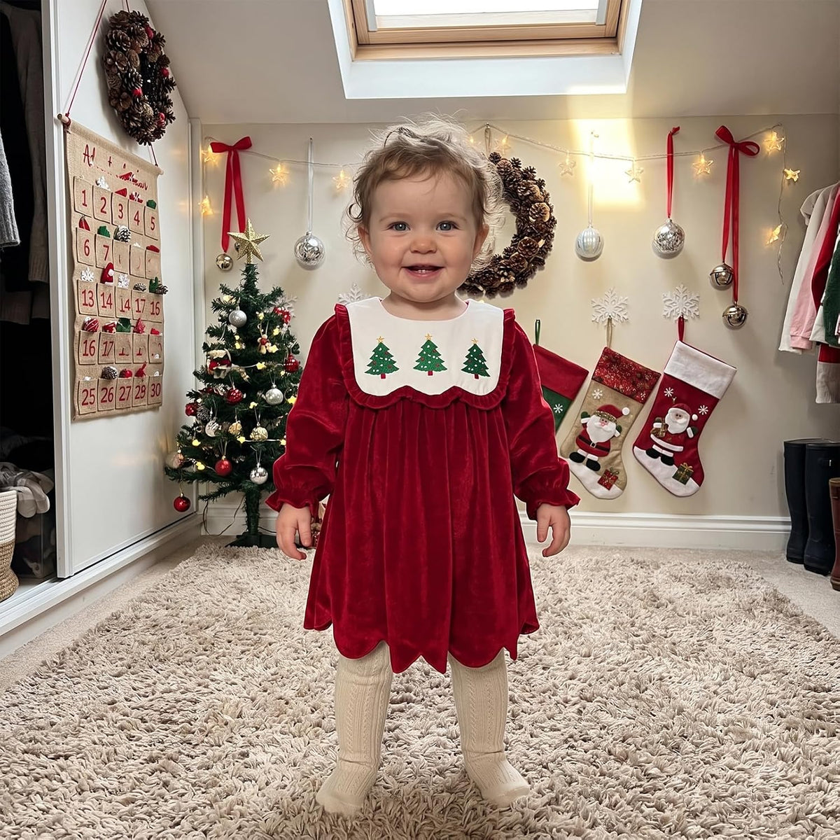 Vestido Celeste de Terciopelo - Rojo