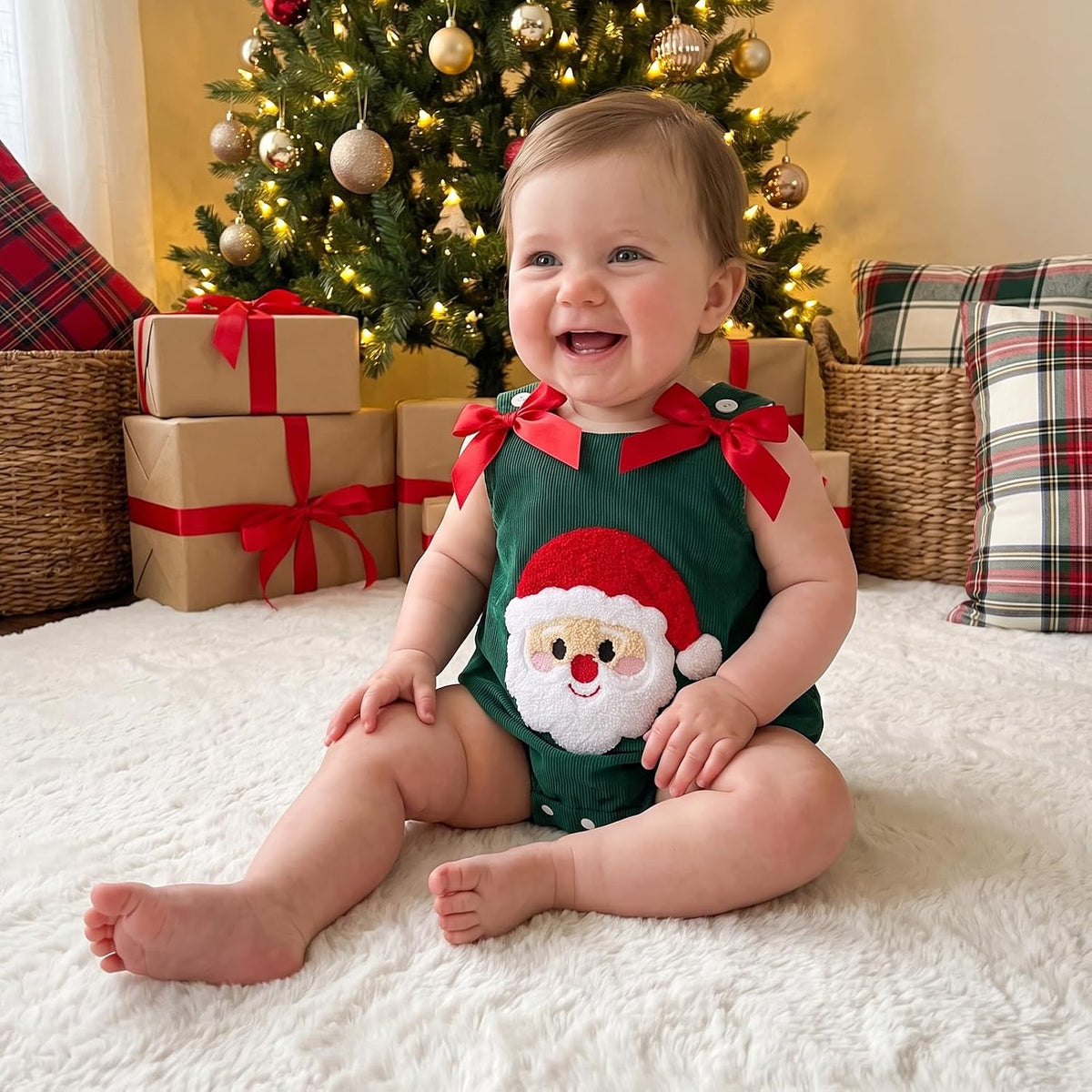 Mameluco Sofía con Moñitos - Papá Noel Verde