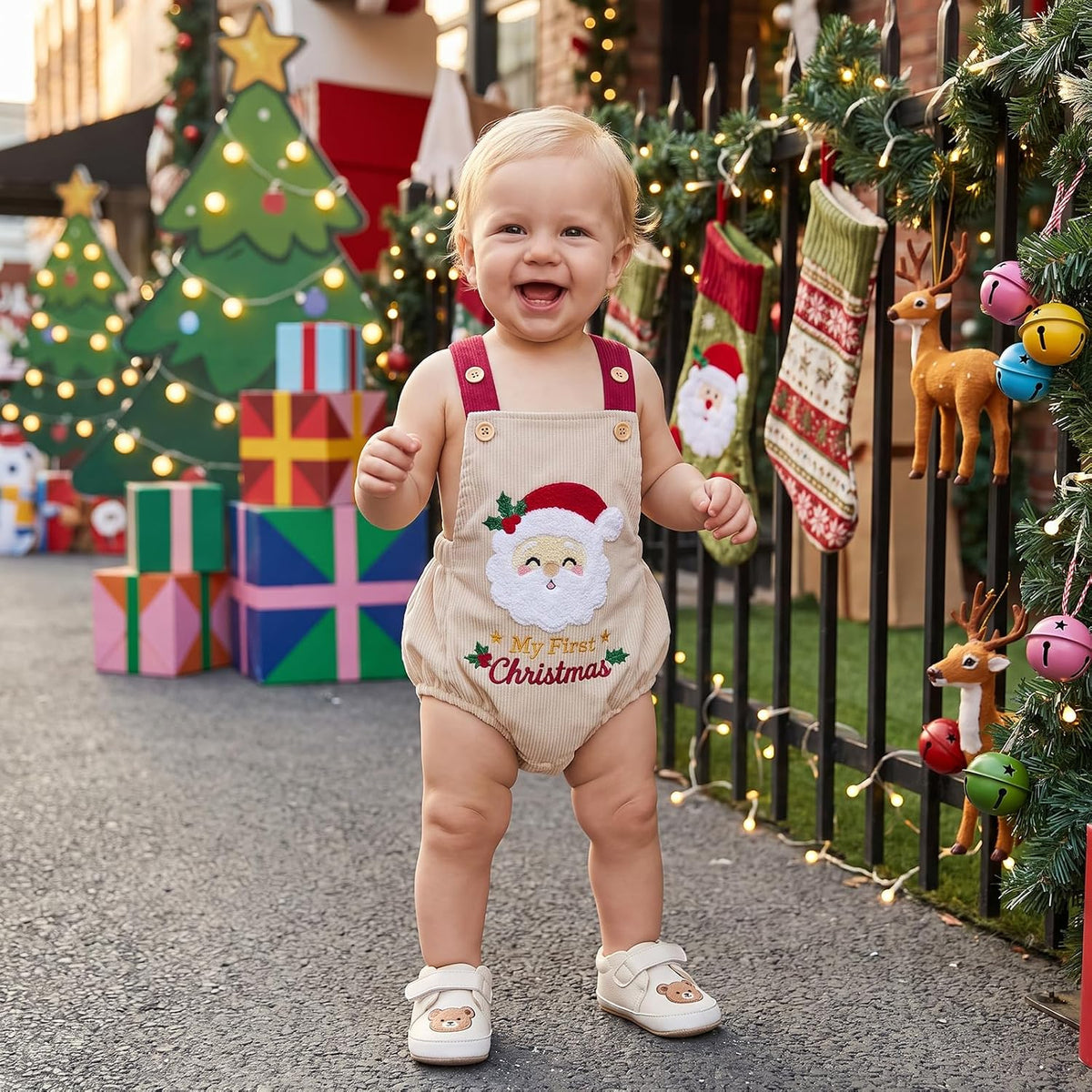 Mameluco Jardinero Noel de Pana - Papá Noel