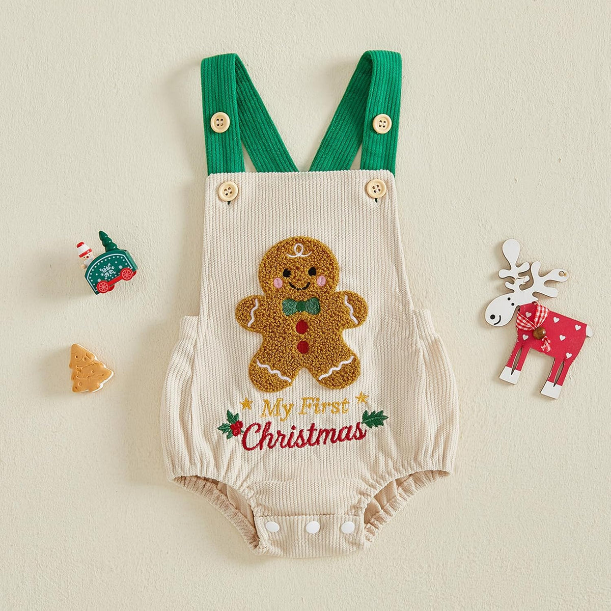 Mameluco Jardinero Noel de Pana - Galleta de Jengibre