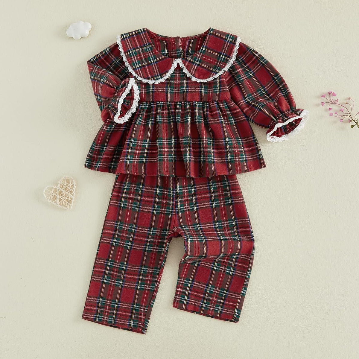 Set Blusa & Pantalón Violeta - Cuadros Rojos