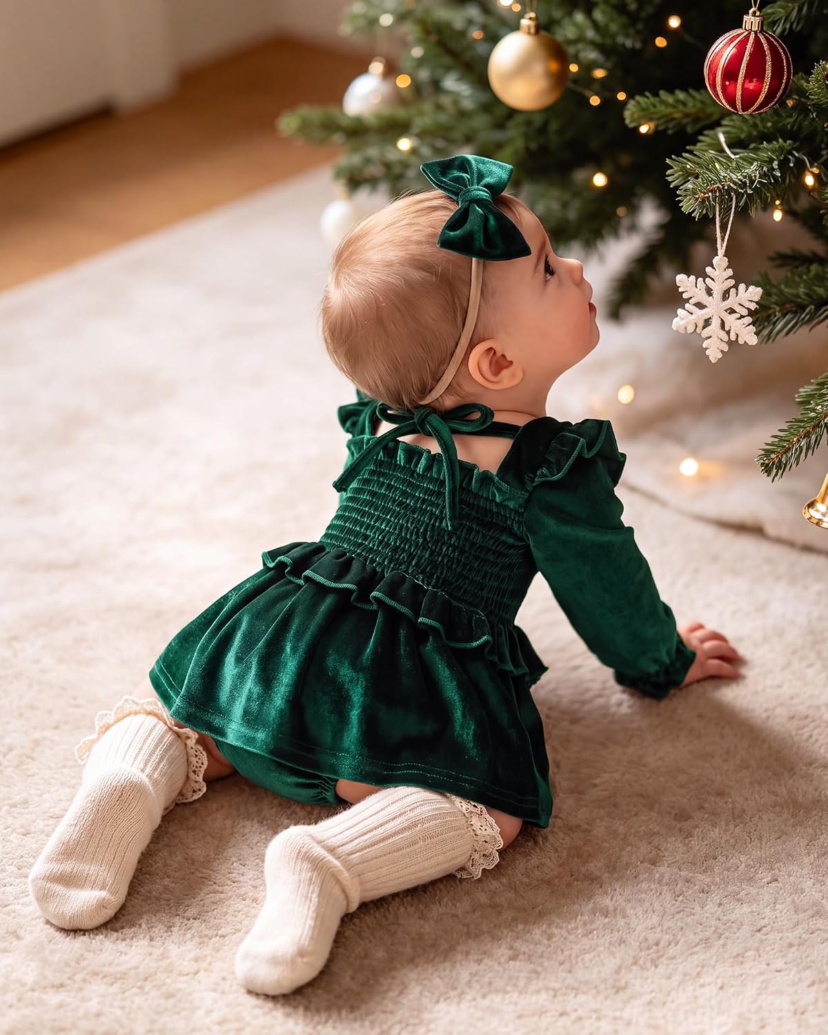 Mameluco Vestido Yara de Terciopelo - Verde Oscuro