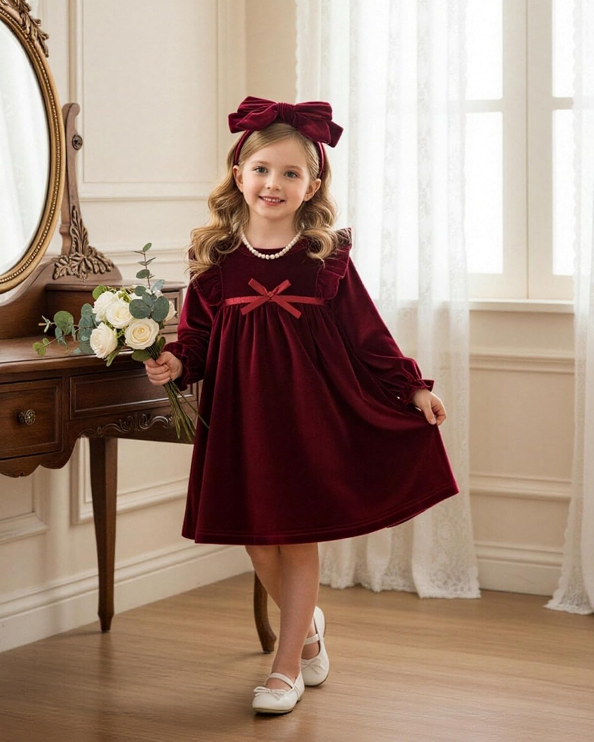Vestido Wendy con Diadema - Vino Tinto