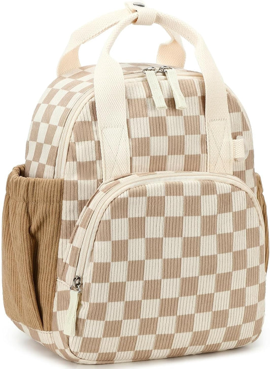 Morral infantil a cuadros beige