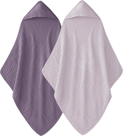 Set de 2 Toallas de Bebé con Capucha – 100% Muselina de Algodón