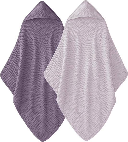 Set de 2 Toallas de Bebé con Capucha – 100% Muselina de Algodón