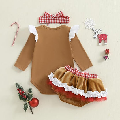 Set Vestido Galleta de Jengibre de Navidad para Bebé
