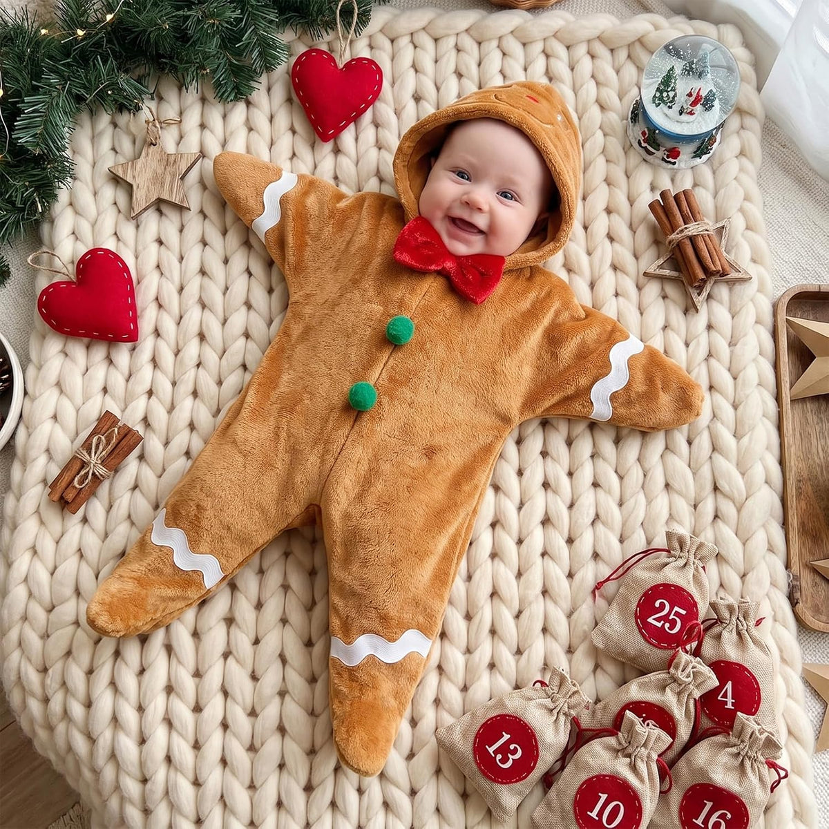 Mameluco Estrellita Teo con Capucha - Galleta de Jengibre
