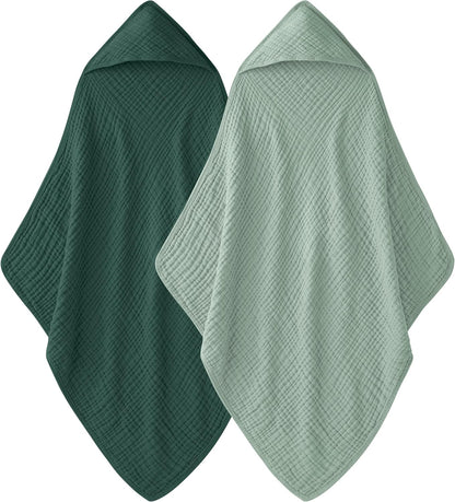 Set de 2 Toallas de Bebé con Capucha – 100% Muselina de Algodón