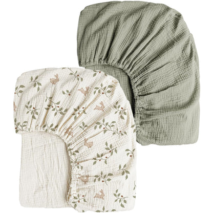 Set x2 Sábanas de Muselina para Cuna 100% Algodón