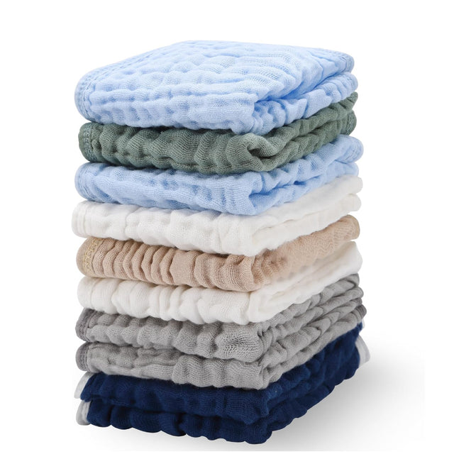 Paquete de 10 Paños de Muselina de Algodón – Multicolor