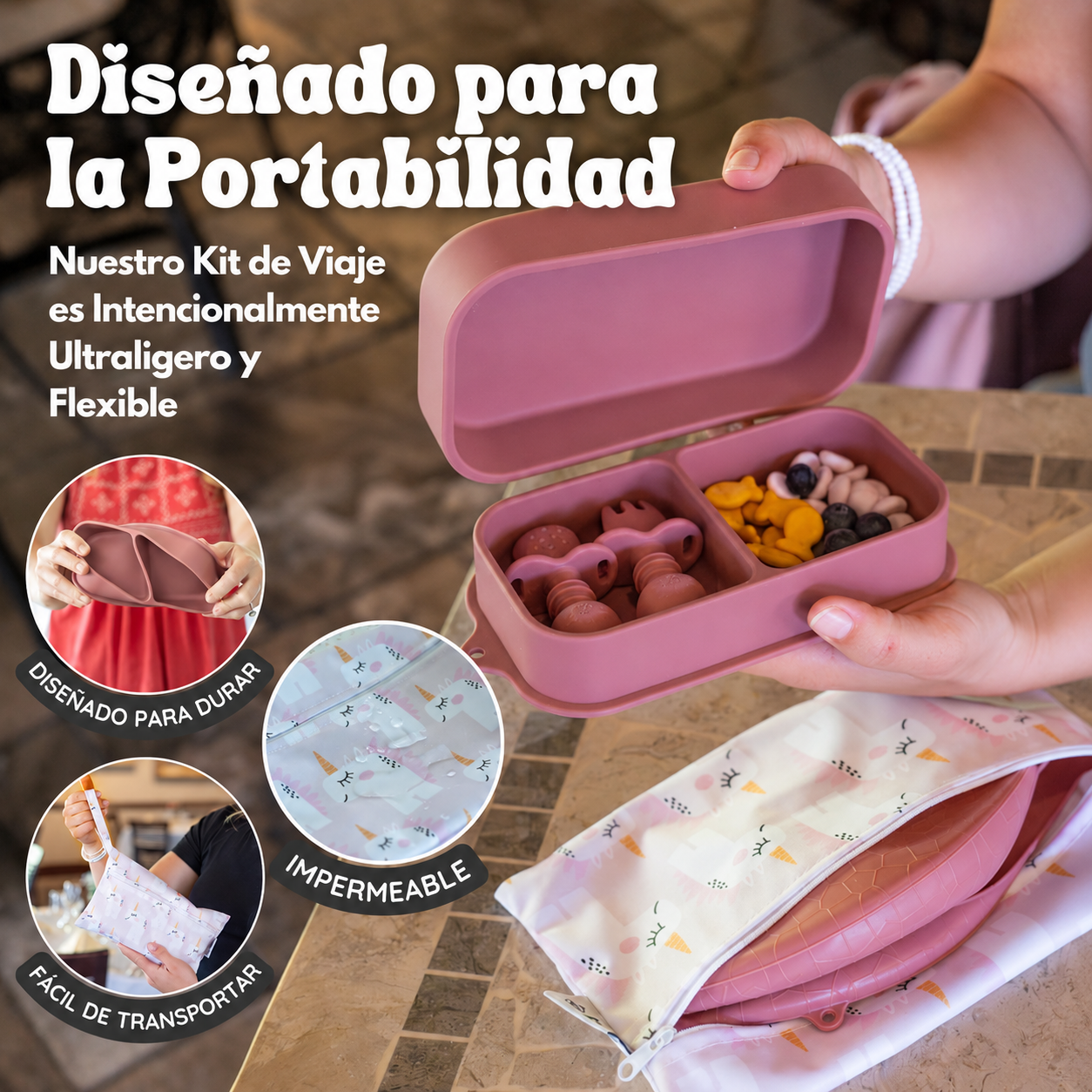 Set de Alimentación de Silicona para Viaje