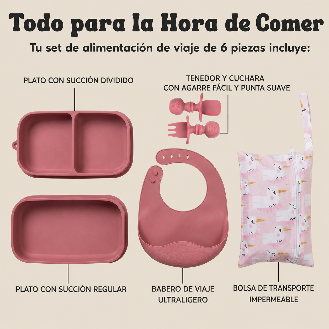 Set de Alimentación de Silicona para Viaje