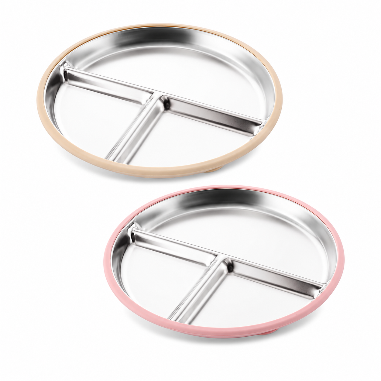 Set x2 Platos Divididos de Acero Inoxidable con Succión