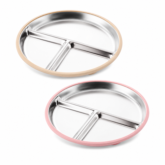 Set x2 Platos Divididos de Acero Inoxidable con Succión
