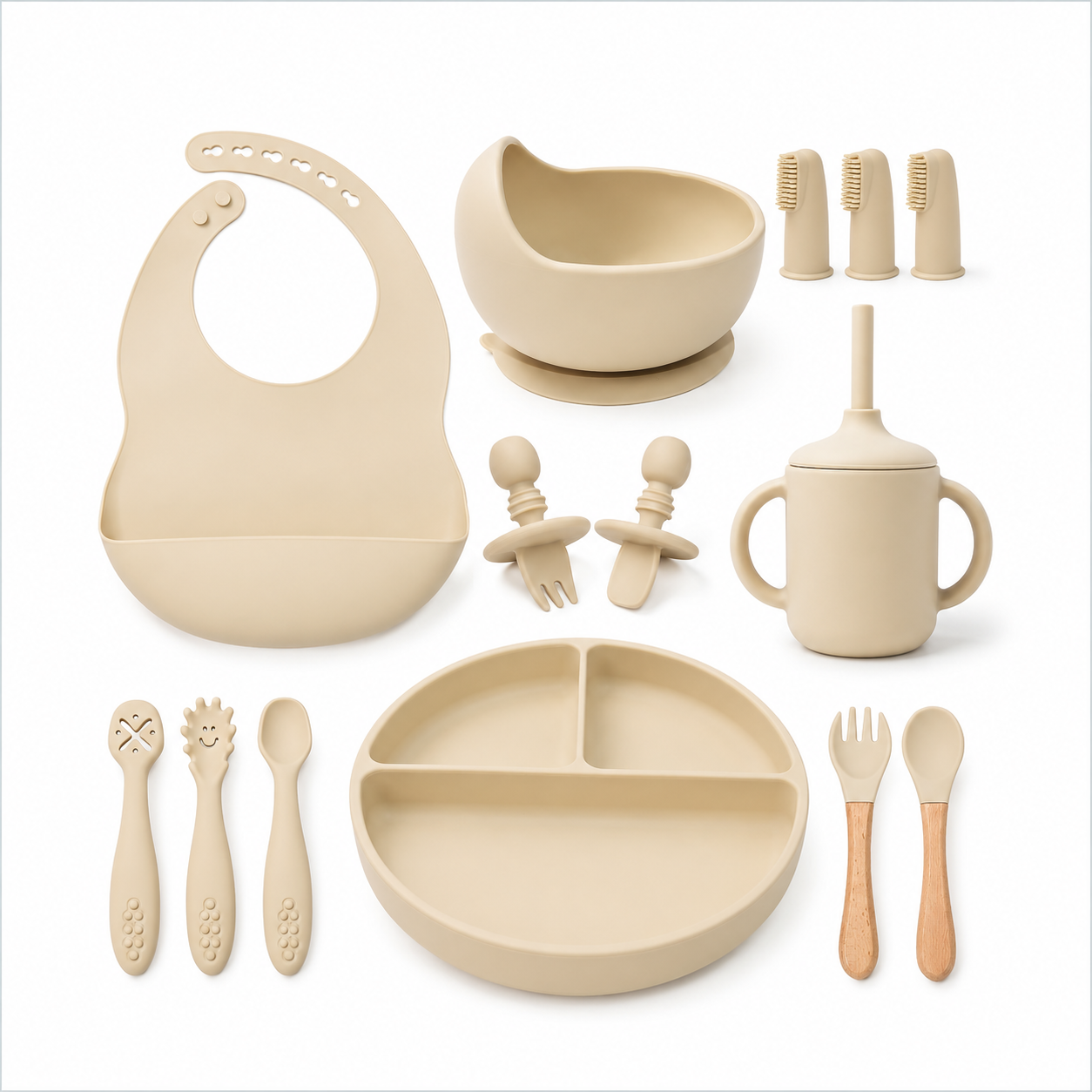 Juego de Alimentación de Silicona para Bebé – Set x14