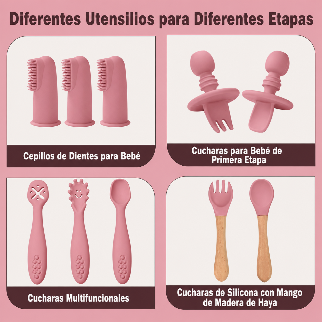 Juego de Alimentación de Silicona para Bebé – Set x14