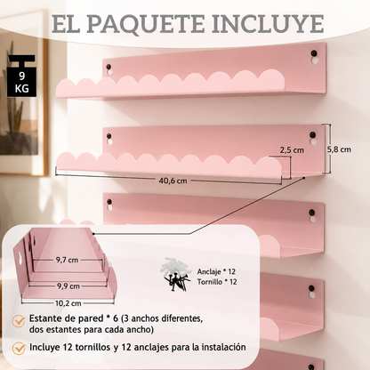 Juego de Estantes Flotantes de Metal Blanco x6